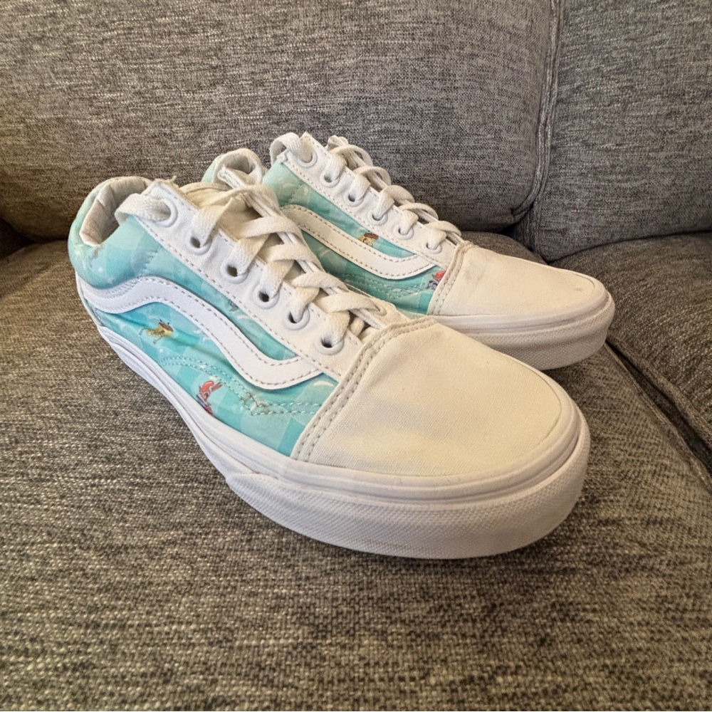 Vans x SpongeBob Old Skool Bikini Bubble White & Blue Shoes Men 6 Women 7.5